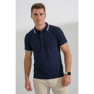 Футболка мужская №14453 пике (р-ры: 48-60) темно-синий