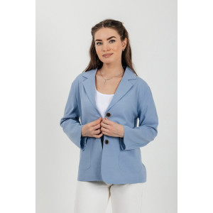 Пиджак женский №059362 лён смесовый (р-ры: 40-50) голубой Пиджак женский №059362 лён смесовый (р-ры: 40-50) голубой
