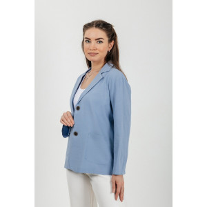 Пиджак женский №059362 лён смесовый (р-ры: 40-50) голубой Пиджак женский №059362 лён смесовый (р-ры: 40-50) голубой