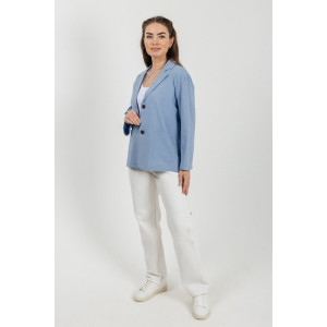 Пиджак женский №059362 лён смесовый (р-ры: 40-50) голубой Пиджак женский №059362 лён смесовый (р-ры: 40-50) голубой