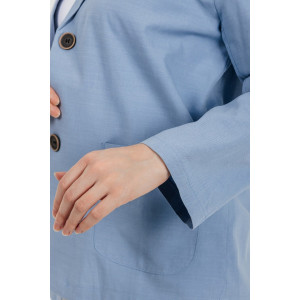 Пиджак женский №059362 лён смесовый (р-ры: 40-50) голубой Пиджак женский №059362 лён смесовый (р-ры: 40-50) голубой