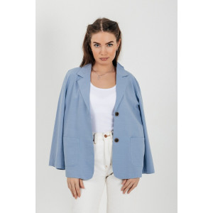 Пиджак женский №059362 лён смесовый (р-ры: 40-50) голубой Пиджак женский №059362 лён смесовый (р-ры: 40-50) голубой