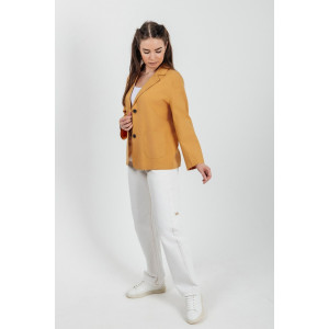Пиджак женский №059362 лён смесовый (р-ры: 40-50) желтый