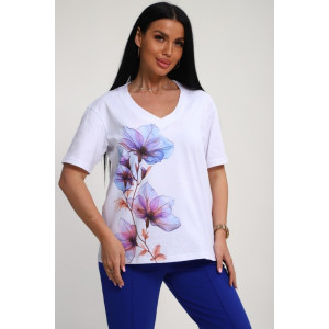 Костюм двойка женский №19138 кулирка-футер (р-ры: 50-60) васильковый