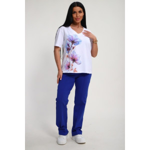 Костюм двойка женский №19138 кулирка-футер (р-ры: 50-60) васильковый