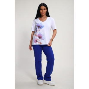 Костюм двойка женский №19138 кулирка-футер (р-ры: 50-60) васильковый