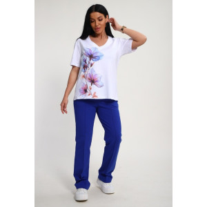 Костюм двойка женский №19138 кулирка-футер (р-ры: 50-60) васильковый