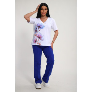 Костюм двойка женский №19138 кулирка-футер (р-ры: 50-60) васильковый