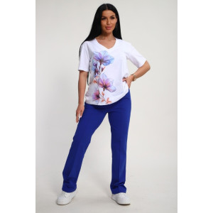 Костюм двойка женский №19138 кулирка-футер (р-ры: 50-60) васильковый