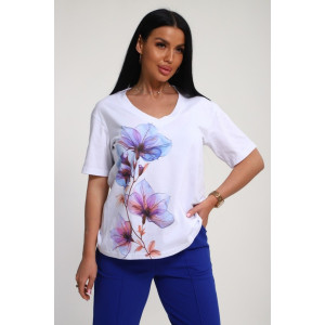 Костюм двойка женский №19138 кулирка-футер (р-ры: 50-60) васильковый