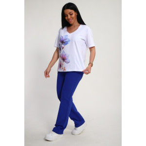 Костюм двойка женский №19138 кулирка-футер (р-ры: 50-60) васильковый