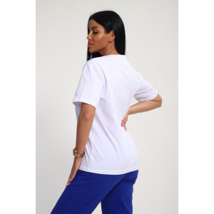 Костюм двойка женский №19138 кулирка-футер (р-ры: 50-60) васильковый