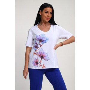 Костюм двойка женский №19138 кулирка-футер (р-ры: 50-60) васильковый