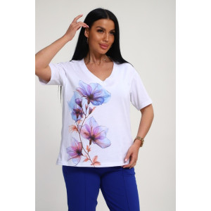 Костюм двойка женский №19138 кулирка-футер (р-ры: 50-60) васильковый