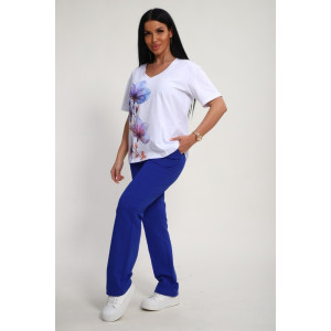 Костюм двойка женский №19138 кулирка-футер (р-ры: 50-60) васильковый