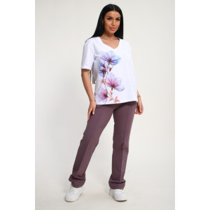 Костюм двойка женский №19138 кулирка-футер (р-ры: 50-60) корица