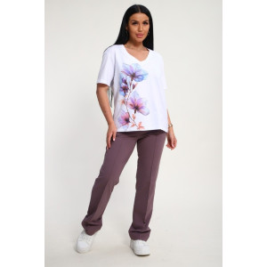 Костюм двойка женский №19138 кулирка-футер (р-ры: 50-60) корица