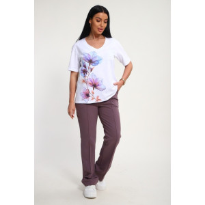 Костюм двойка женский №19138 кулирка-футер (р-ры: 50-60) корица