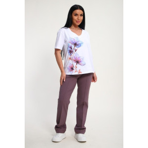 Костюм двойка женский №19138 кулирка-футер (р-ры: 50-60) корица