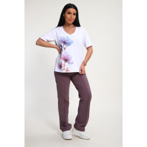 Костюм двойка женский №19138 кулирка-футер (р-ры: 50-60) корица