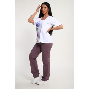 Костюм двойка женский №19138 кулирка-футер (р-ры: 50-60) корица