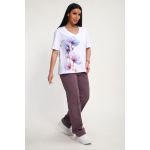 Костюм двойка женский №19138 кулирка-футер (р-ры: 50-60) корица