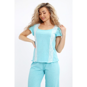 Пижама женская №29033 кулирка (р-ры: 42-56) голубой