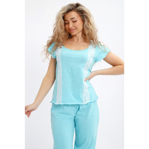 Пижама женская №29033 кулирка (р-ры: 42-56) голубой