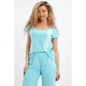 Пижама женская №29033 кулирка (р-ры: 42-56) голубой