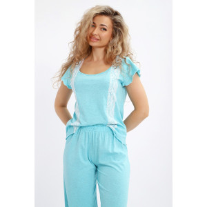 Пижама женская №29033 кулирка (р-ры: 42-56) голубой