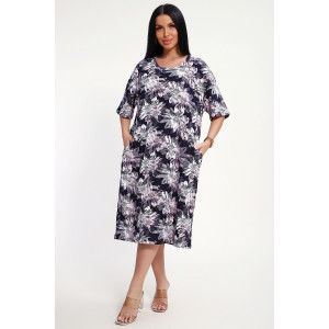 Платье женское №85552 кулирка (р-ры: 54-66) розовый-синий