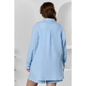 Рубашка женская "Вуаль-6" муслин (р-ры: 48-58) голубой