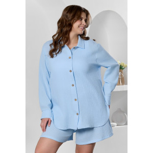 Рубашка женская "Вуаль-6" муслин (р-ры: 48-58) голубой