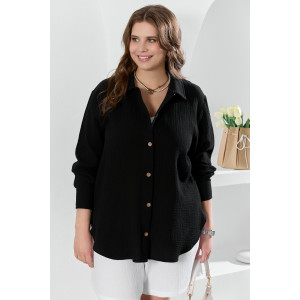 Рубашка женская "Вуаль-6" муслин (р-ры: 48-58) черный