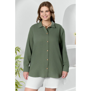 Рубашка женская "Вуаль-6" муслин (р-ры: 48-58) хаки