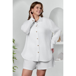 Рубашка женская "Вуаль-6" муслин (р-ры: 48-58) белый