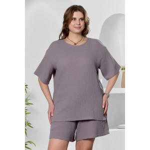 Блузка женская "Вуаль-4" муслин (р-ры: 48-58) серый