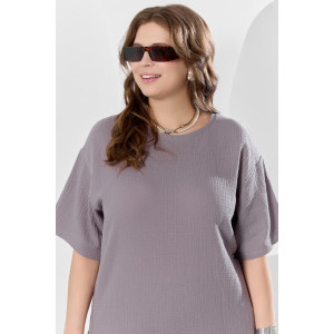 Блузка женская "Вуаль-4" муслин (р-ры: 48-58) серый