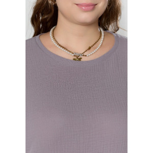 Блузка женская "Вуаль-4" муслин (р-ры: 48-58) серый