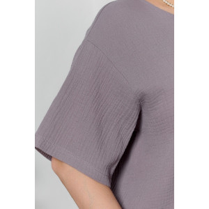 Блузка женская "Вуаль-4" муслин (р-ры: 48-58) серый