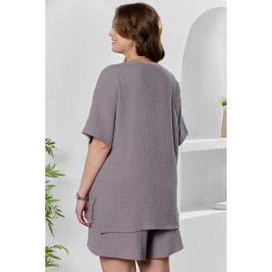 Блузка женская "Вуаль-4" муслин (р-ры: 48-58) серый