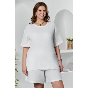 Блузка женская "Вуаль-4" муслин (р-ры: 48-58) белый