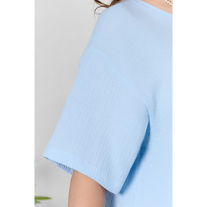 Блузка женская "Вуаль-4" муслин (р-ры: 48-58) голубой