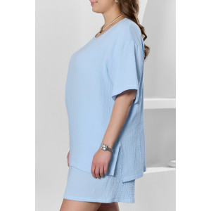 Блузка женская "Вуаль-4" муслин (р-ры: 48-58) голубой