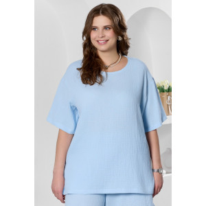 Блузка женская "Вуаль-4" муслин (р-ры: 48-58) голубой