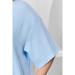 Блузка женская "Вуаль-4" муслин (р-ры: 48-58) голубой