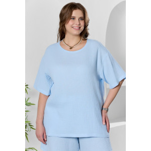 Блузка женская "Вуаль-4" муслин (р-ры: 48-58) голубой