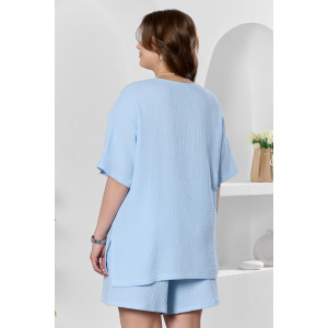 Блузка женская "Вуаль-4" муслин (р-ры: 48-58) голубой