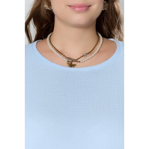 Блузка женская "Вуаль-4" муслин (р-ры: 48-58) голубой