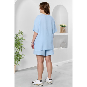 Блузка женская "Вуаль-4" муслин (р-ры: 48-58) голубой